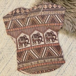 Tribal print short-sleeve top